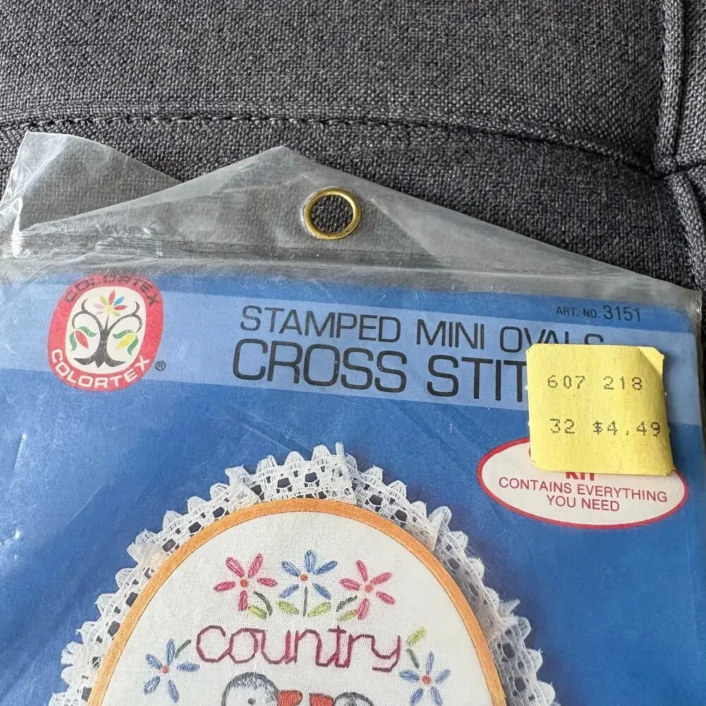 Country Love Geese Vintage Mini Oval Stamped Cross Stitch Kit by Colortex - 1987